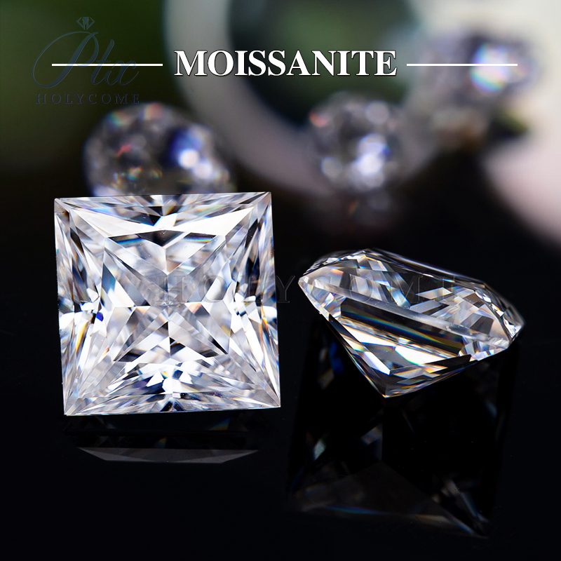 Wholesale 0.5~5.0ct White D Color VVS Moissanite Stone Princess Cut Loose Gems Pass Diamond Tester with GRA Certificate Moissanite Gems for Fine Jewel