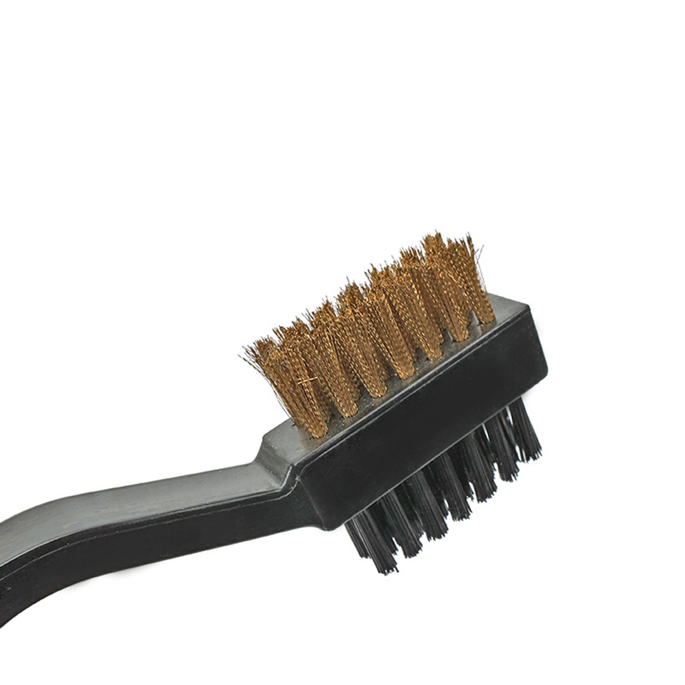 Mini Dual-Sided Golf Club Cleaning Tool, Brass and Steel Wire Brush for Rust & Dirt Removal from Grooves, Clubface, and Irons, Portable Care Tool MO-A