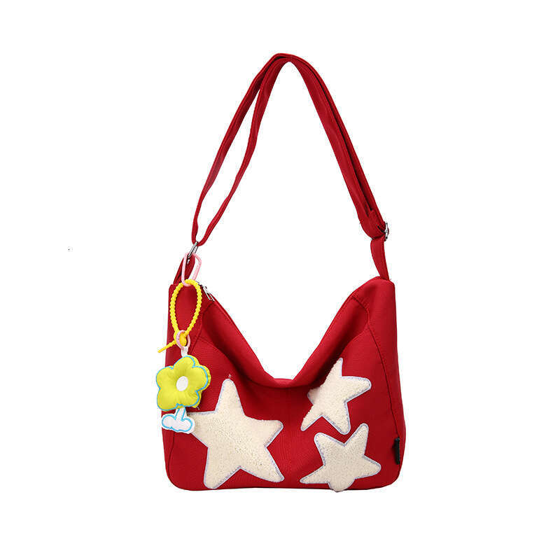 Five-Pointed Star Canvas Large Capacity Commuter Women with Cute Design Students, Suitable for Class, Crossbody and Shoulder Bag