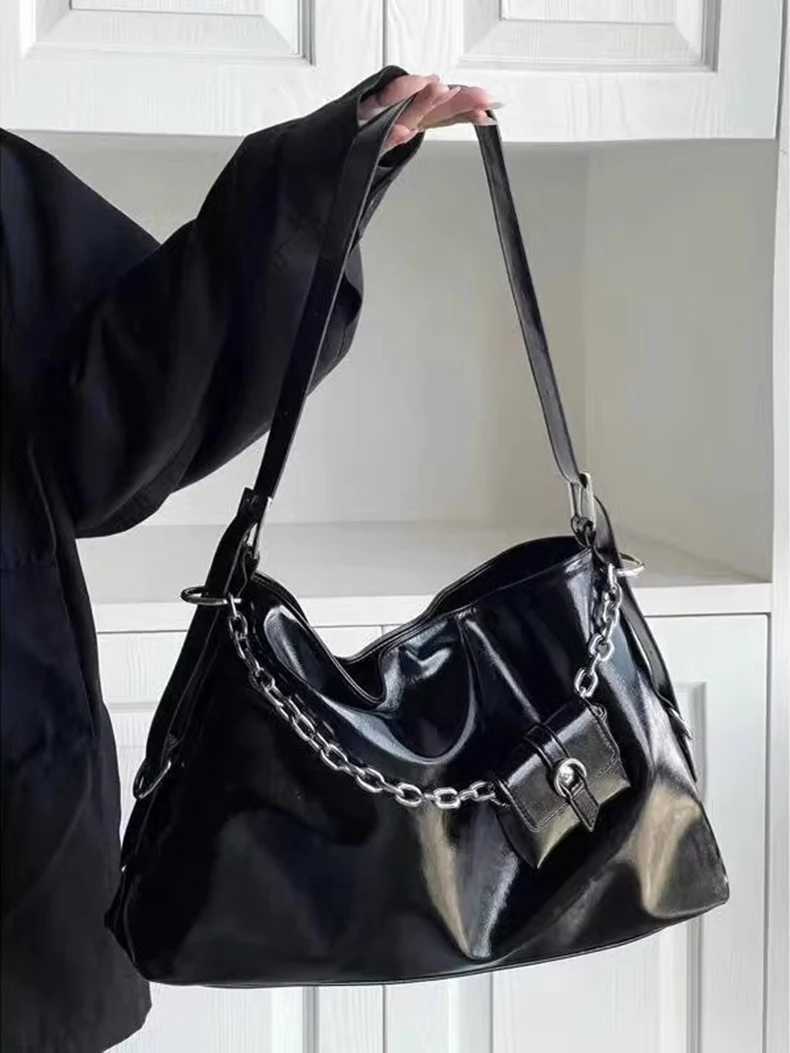 Fi Motorcyclist Fems Sahel Tote Bag with Coin Purse Sier Soft PU Leather Capacity Underarm Bags Wens Shoulder Bag Y250730