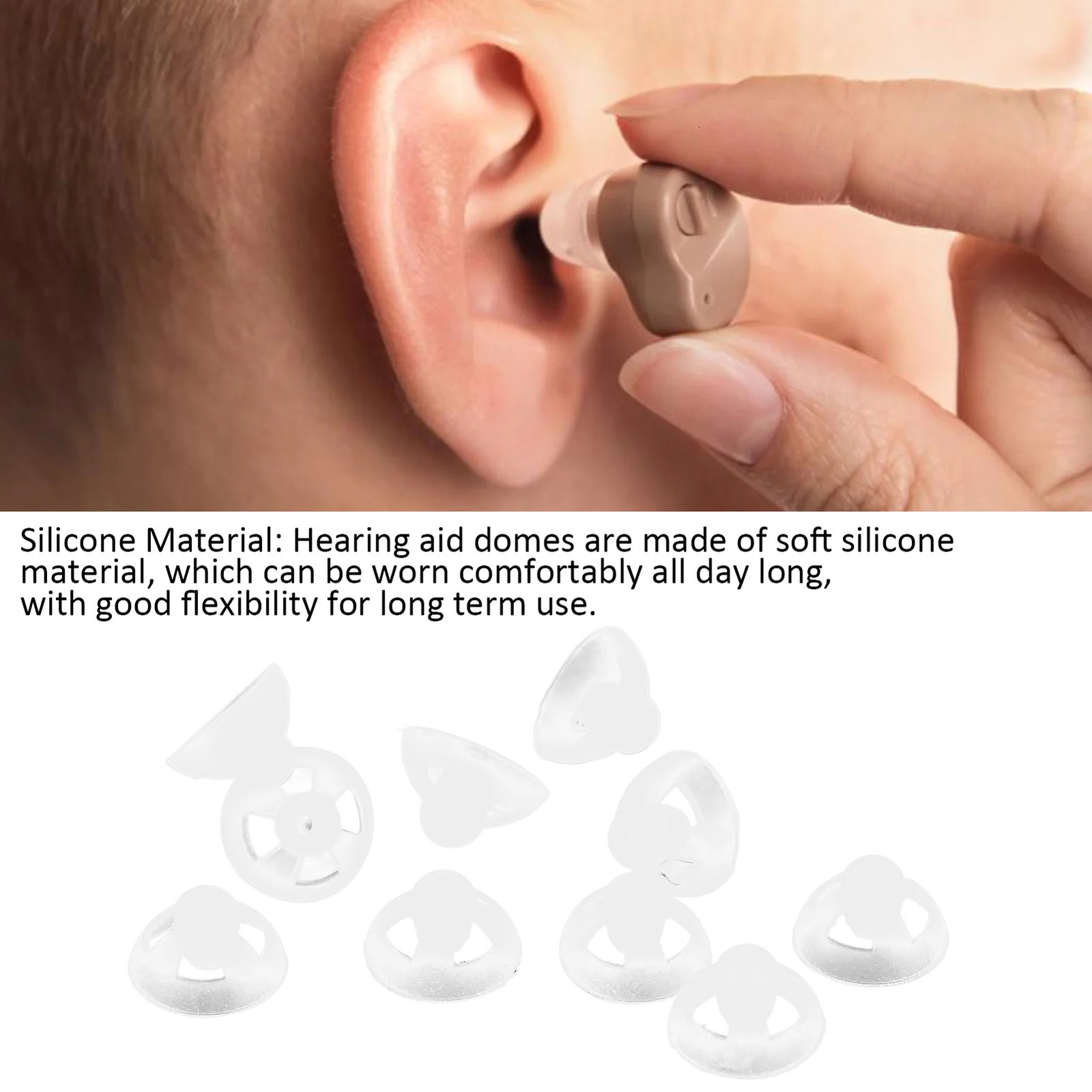 10pcs Hearing Aid Domes Silicone Material Detachable Hearing Aid Ear Tips Breathable Static for Household for Hearing Aid 250726