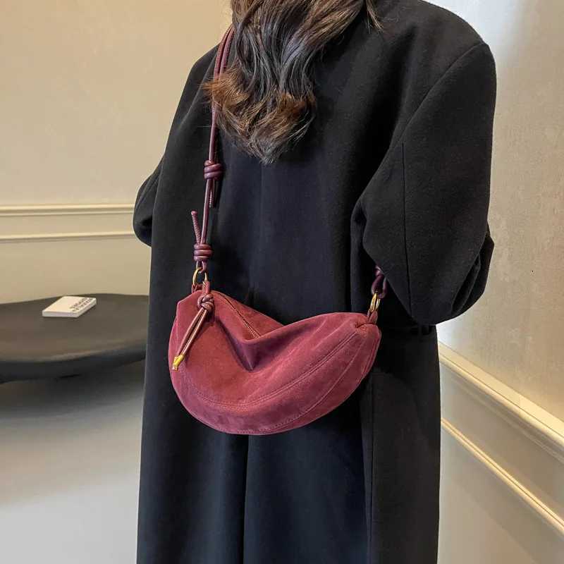 2025 Hot Faux Suede Super Popular Niche Suede Shoulder Bag for Women Single Crossbody Bags Underarm Dumpling Sweet Bags Y250730