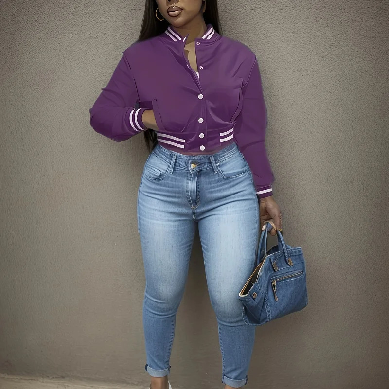 Spring and Autumn European N Womens Solid Color Jacket Singlebreasted Baseball Jacket 250729