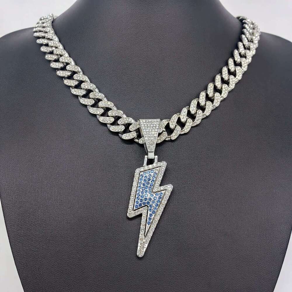 Hip-Hop Style Purple Lighing Inlaid Dia Cuban Chain Personality Creative Trendy Gold-Plated Alloy Jewelry