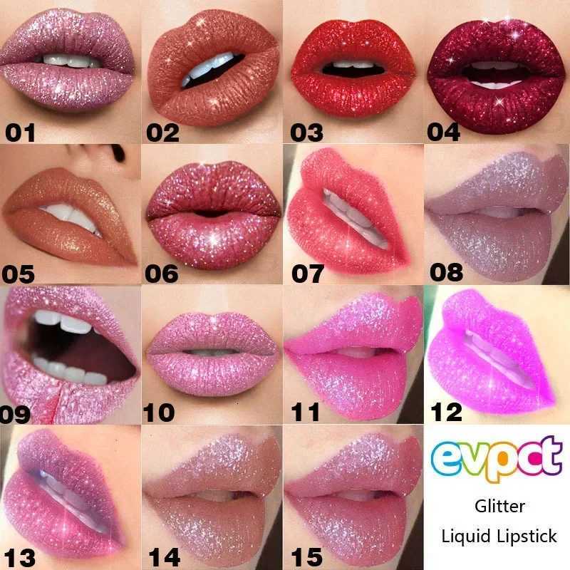 Sexy Red Diamond Glitter Lip Gloss Metallic Waterproof Long Lasting Shimmer Liquid Lipstick Women Makeup Lip Gloss Cosmetics G250728