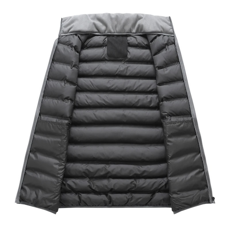 Men Cardigan Down Vest Sleeveless Zipper Coat Male Multi Pockets Solid Color Windproof Warm Padding Jacket Clothes 250730