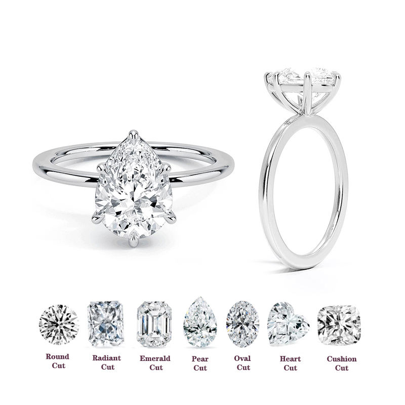 Customized 18K Gold Ring IGI Certificate Lab Diamond Ring 1ct Pear Cut HPHT CVD White Yellow Rose Gold Diamond Ring