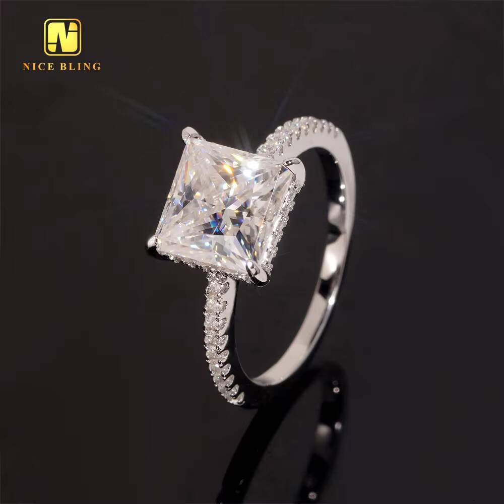 Princess Cut 925 Sterling Silver Rings Factory Price Wedding Ring VVS Moissanite Diamond Fine Jewelry Engagement Ring for Women