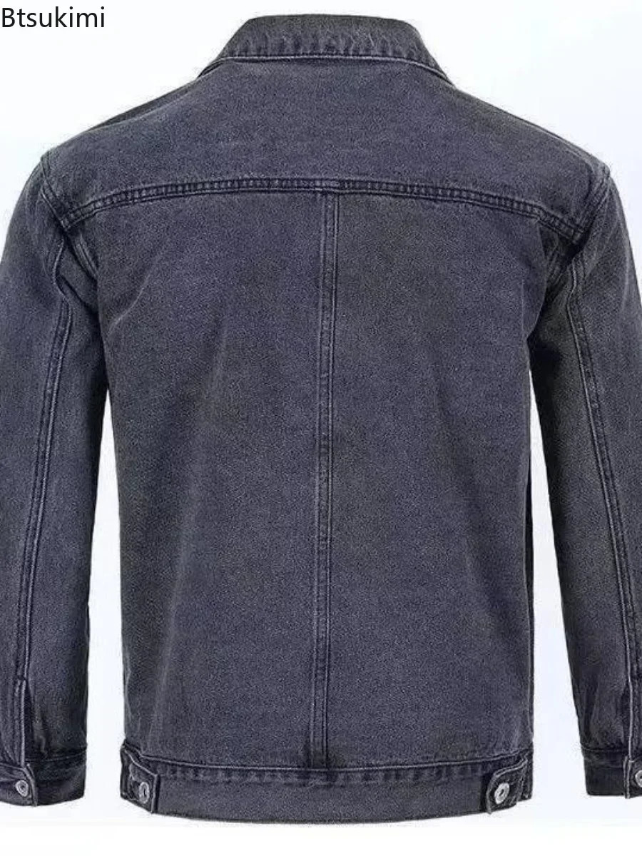 Mens Denim Cargo Jacket Loose Vintage Fashion Casual Cardigan Men Youth Handsome Washed Cowboy Coats Plus Size 250730