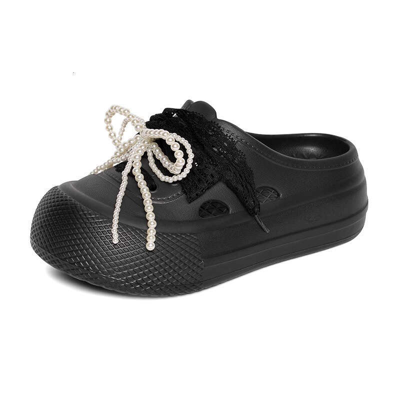 TK2025 New Summer Lace Pearl Personality Lace-up Hole Shoes Beach Soft Sole Sandals