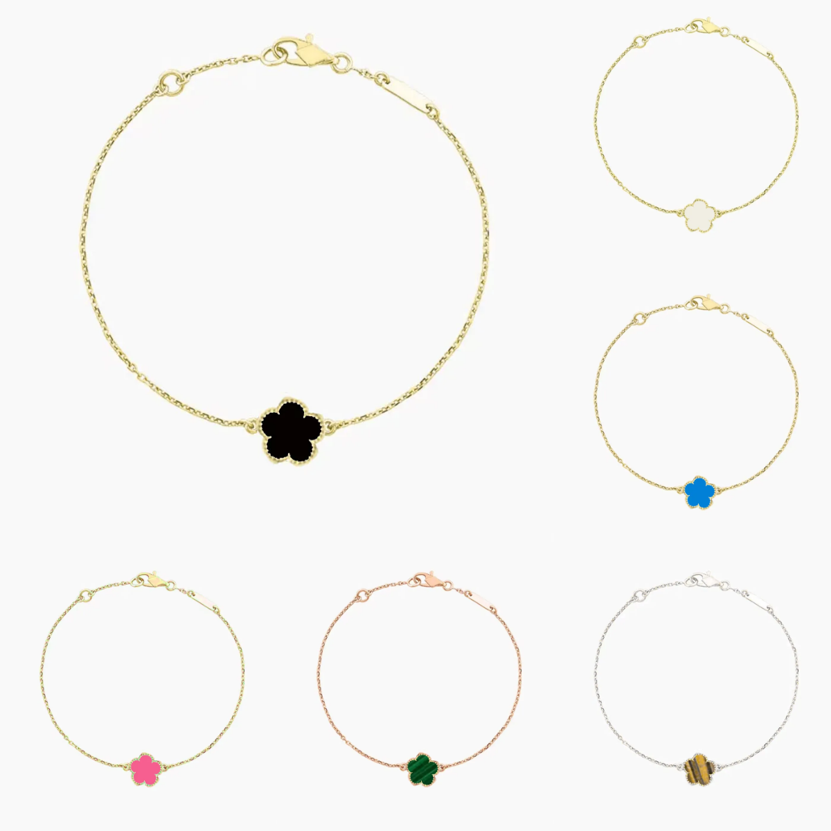 15mm Single Clover Bracelet Luxury bracelets designer for women jewellery 18K Gold Silver Plated Agate Diamond Fashion charm Bracelets Chain Wedding Gifts