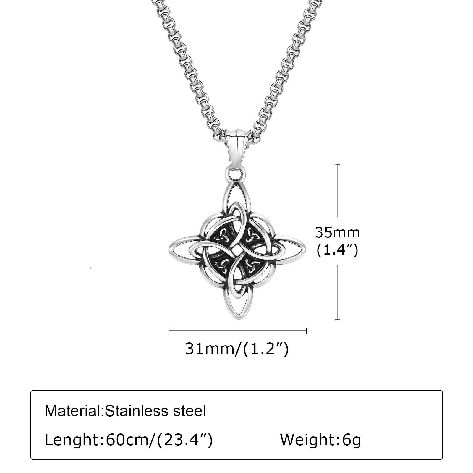 Vnox Vintage Celtic Knot Necklaces for Men WomenStainless Steel Nordic North Europ Amulet PendantTriquetra Witches Knot Collar 250729