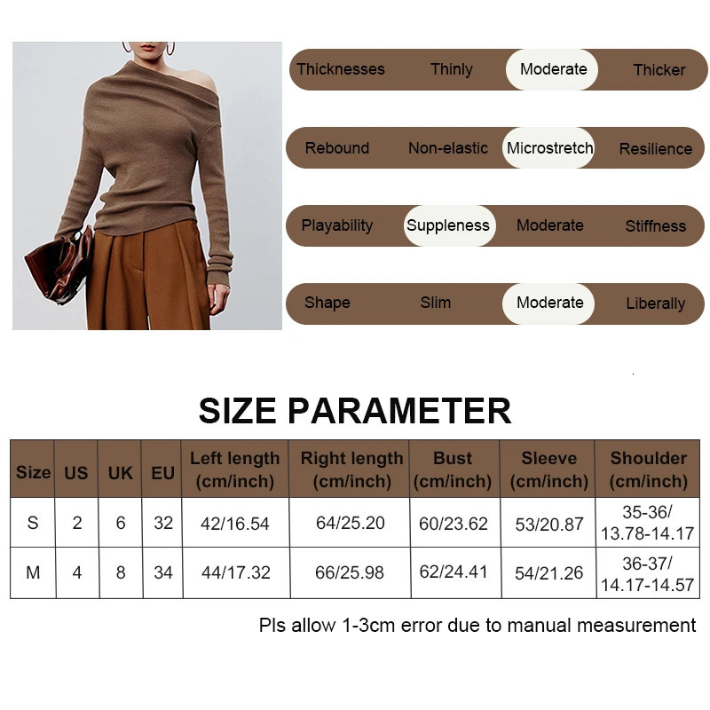 Autumn Winter Womens Wool Tshirt Top Solid Color Elegant Long Sleeve Off Shoulder Sexy Slimming Basic Versatile Top 250729