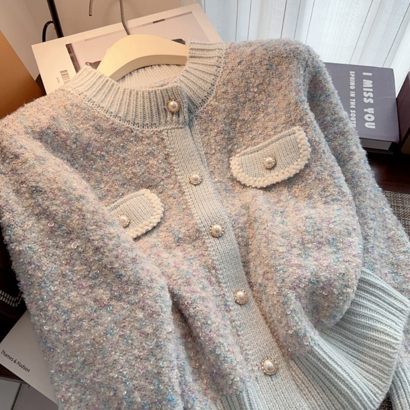 Sweater jacket for women 2025 new early spring thickened design super good-looking knitted cardigan top