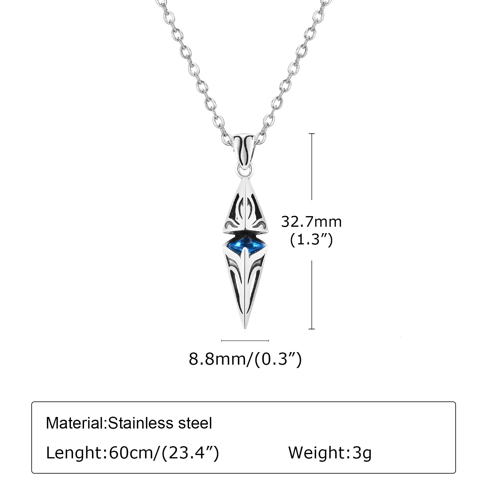 Vnox Stylish Blue Stone Necklaces for Men Stainless Steel Cube Geometric Pendant Collar Jewelry Birthday Party Gifts for Him 250729