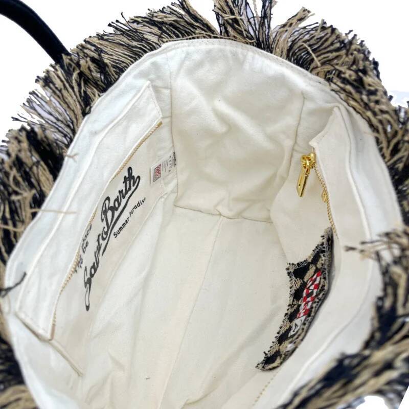 New Saint Barth Small Women's Tote Large Capacity Vacation Style Beach Fashion Tassel Handheld Custom Canvas Storage Bag