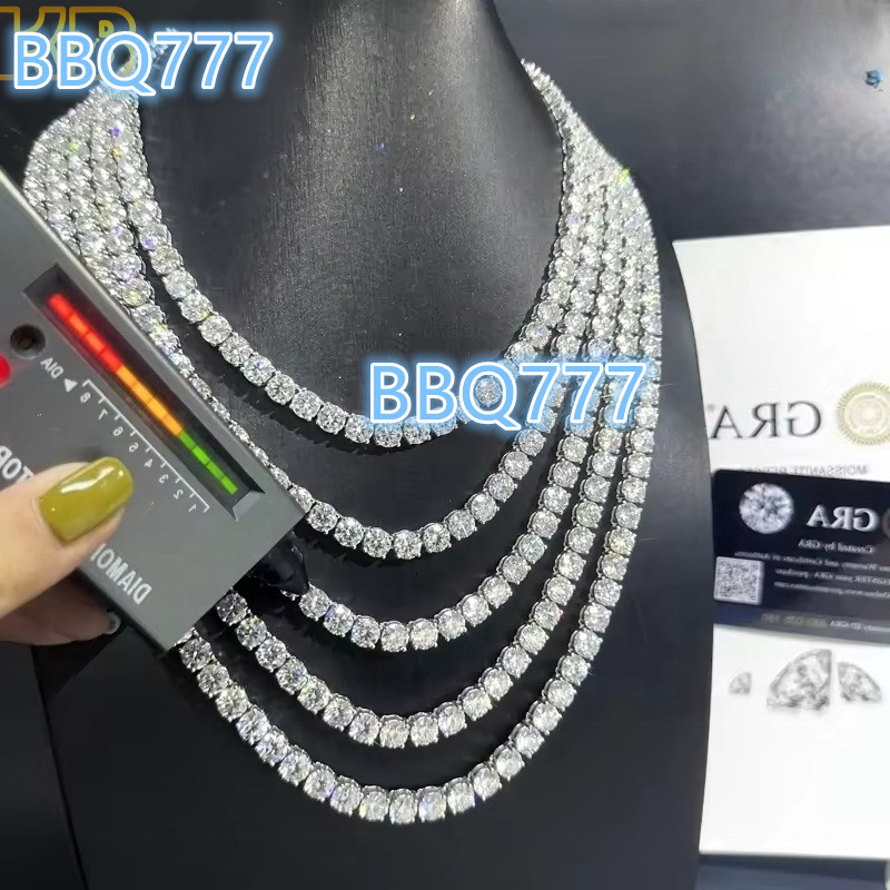 VVS Moissanite Tennis Chain Necklace Diamond Tennis Necklace 925 Sterling Silver Iced Out Fine Jewelry Custom Tennis Necklace