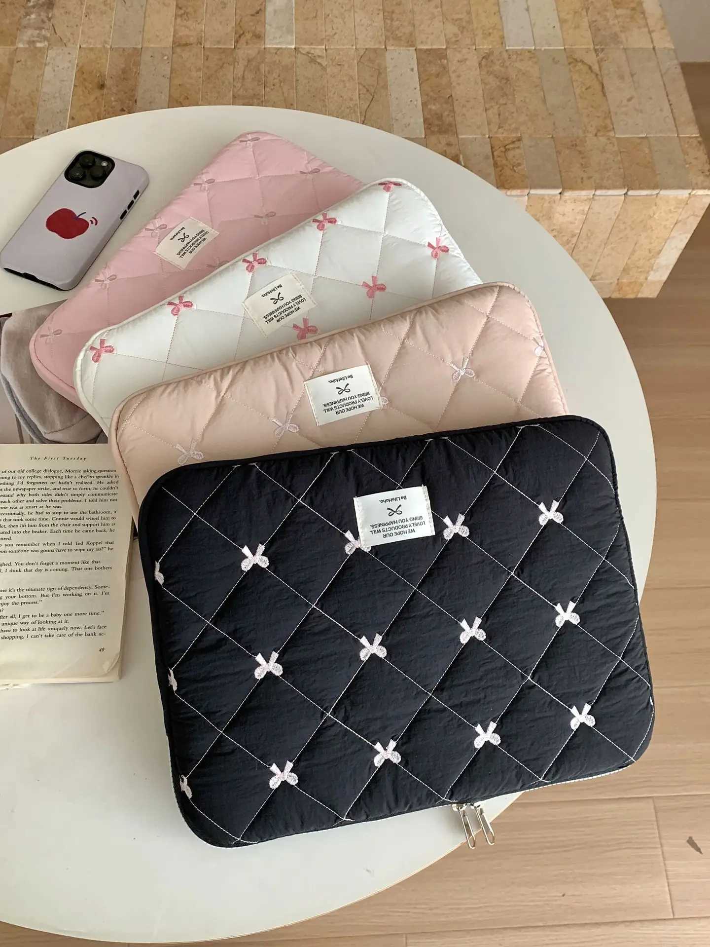 11/13/14/15/15.6 Inch Bow Laptop Sleeve Lightweight Soft Tablet Sleeve Case Shockproof Computer Bag for Book/iPad/Samsung y250730