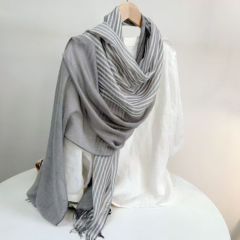 K1529 Versatile soft modal striped scarf for men and women spring and summer neck shawl sunscreen silk scarf for women autumn and winter warmth