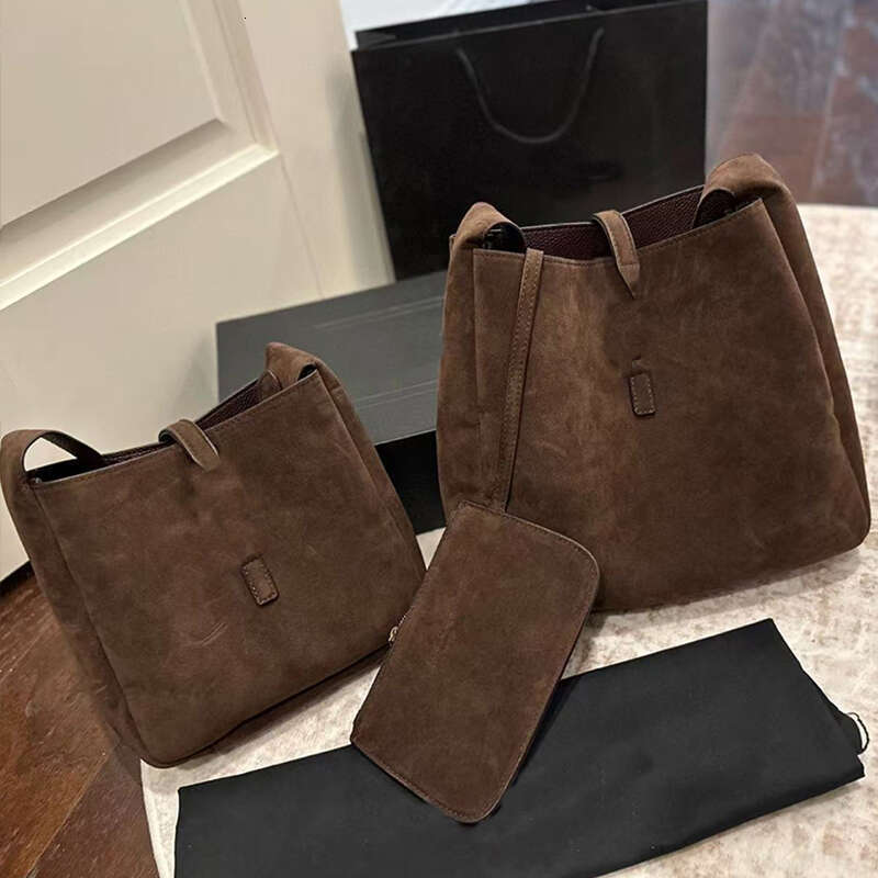 Designer Suede Bag Soft Leather Woman Fashion Shoulder Bag Bucket Totes Mini Brown Handbags with Coin Purses