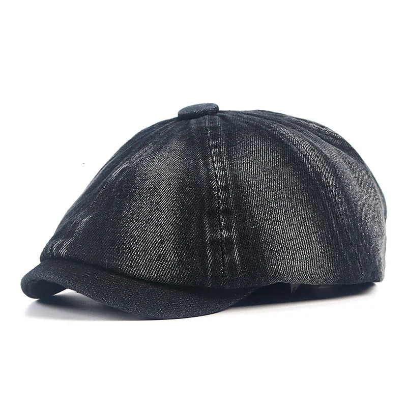 Denim Hat Womem Men Beret Cap Spring Fahion 2025 Vintage Korean Boina Hombre Washable Cotton y Blinders Black sboy Cap 250729