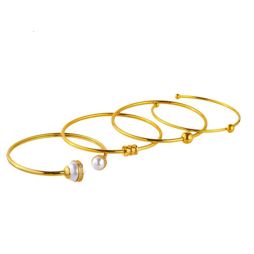 Fashion Stainless Steel Style Gold-Plated Small Waist Adjustable Plain Band Non-Fading Design Sense Bracelet
