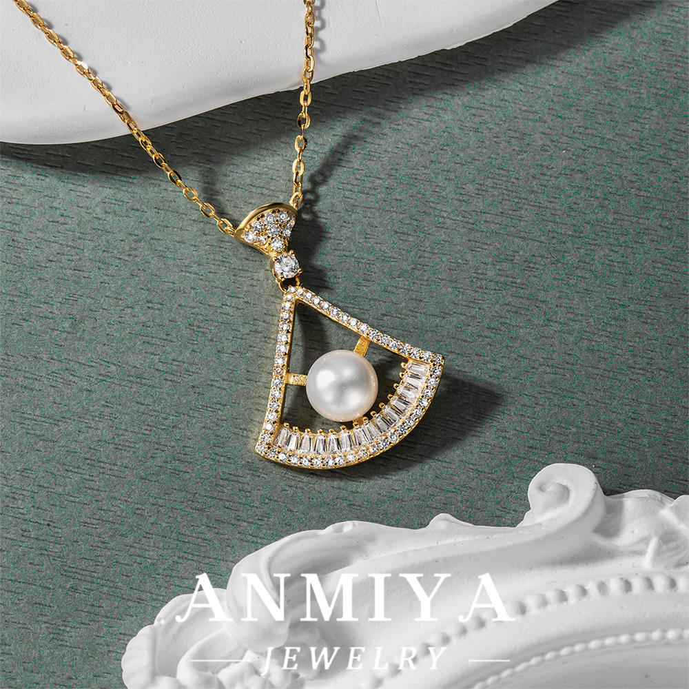 Custom Luxury 925 Silver Plated Jewelry Statement Necklace for Evening Occasions with Crystal Rhinestones and Pearl Accents