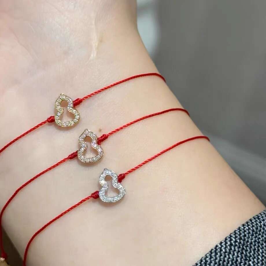 French Paris Fulu Lifelong Gourd Red String Women's Inlaid Dia Handwoven Zodiac Year of the Snake Couple Bracelet