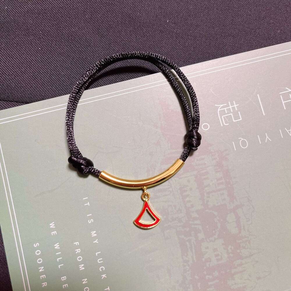 2025 New V Gold Enamel Small Red Rope Skirt for Women Lucky Snake Year Woven Bracelet