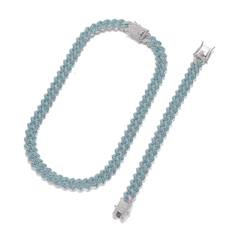 Full Dia Multi-color Chain Fashion Hip-hop Alloy 14mm Cuban Necklace