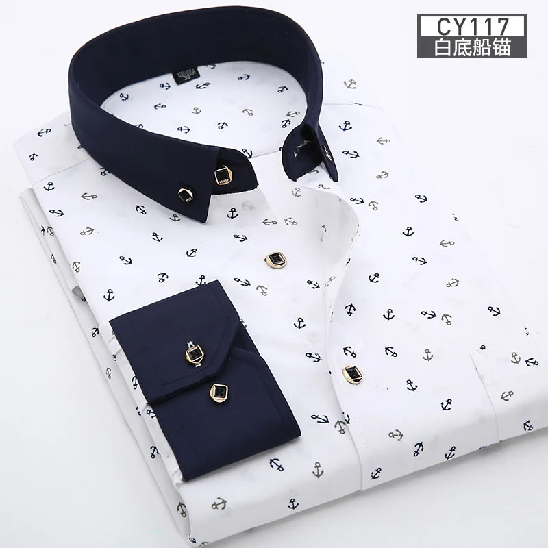 Mens Shirt Thin LongSleeved Printed SpringSummer NonIroning Business Casual Slim Fashion Breathable Shirt 250729