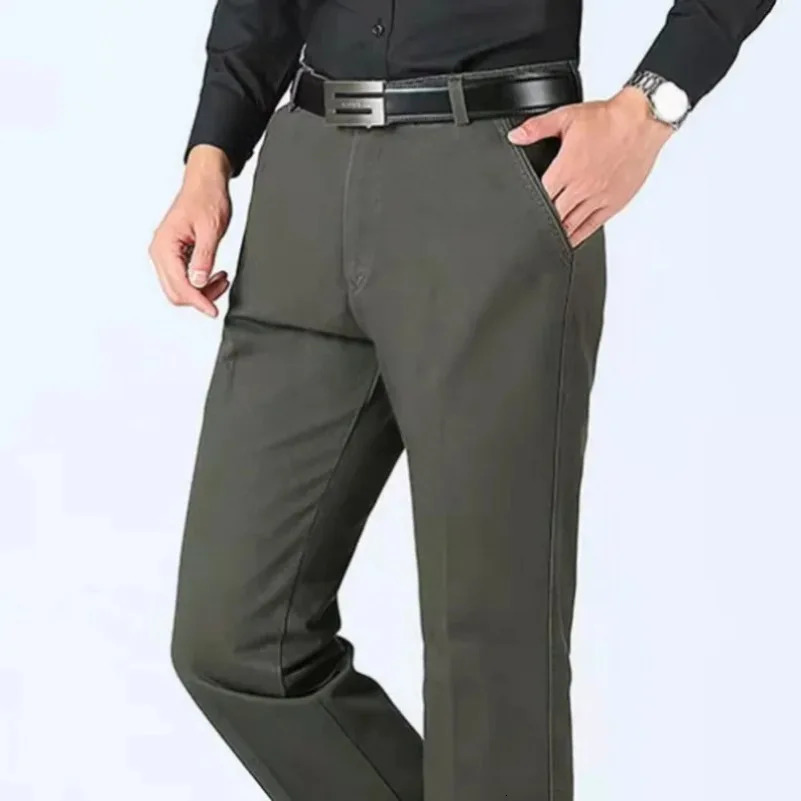 100% Cotton Mens Summer Thin Autumn Thick Trousers Fashion Cargo Pants Smart Casual Solid Khaki Black Suit Pant GOZBKF 250729