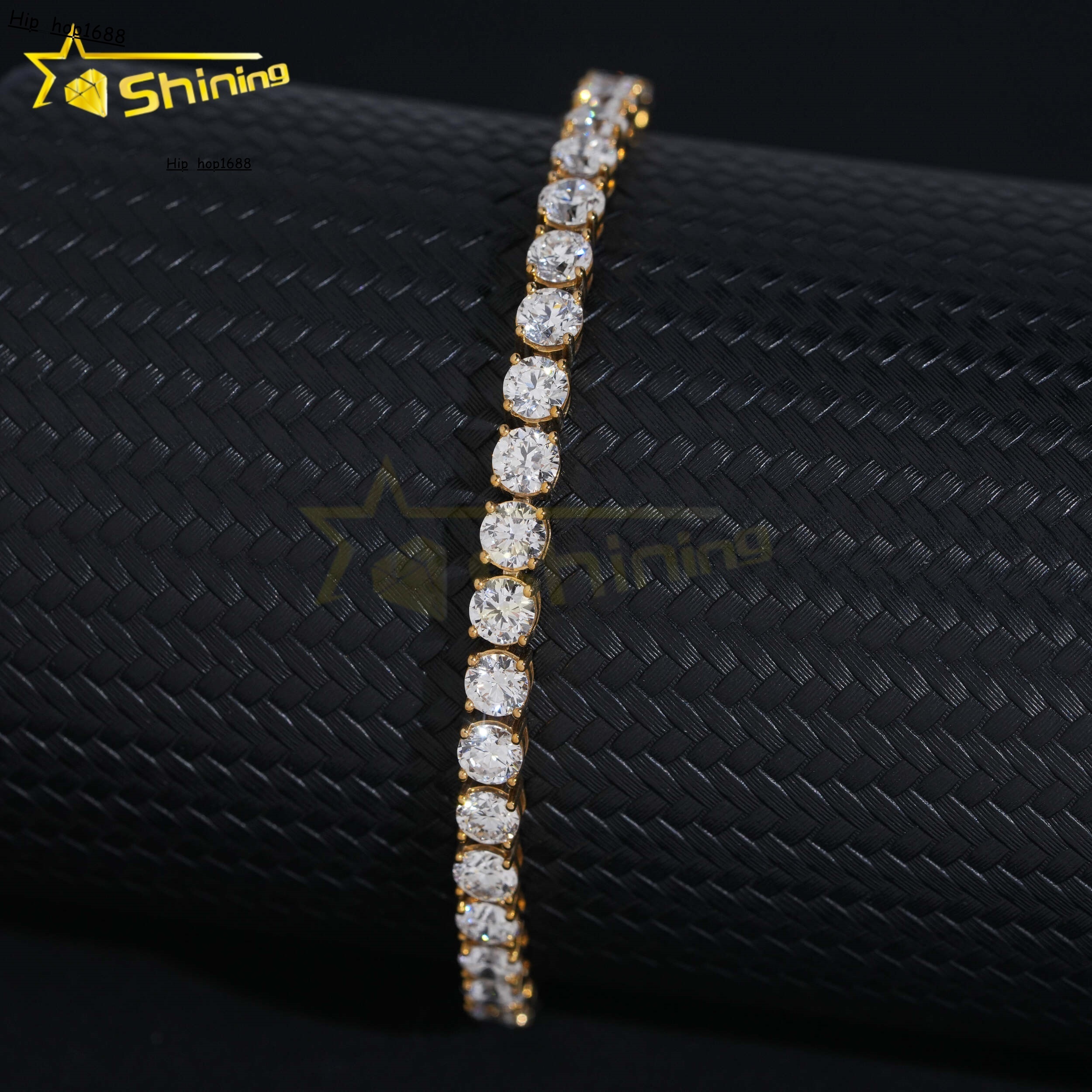 48 Hours Ship Handmade 10K Solid Gold Bracelet Hip Hop Jewelry 4mm Tennis Bracelet VVS Moissanite Diamond Bracelet