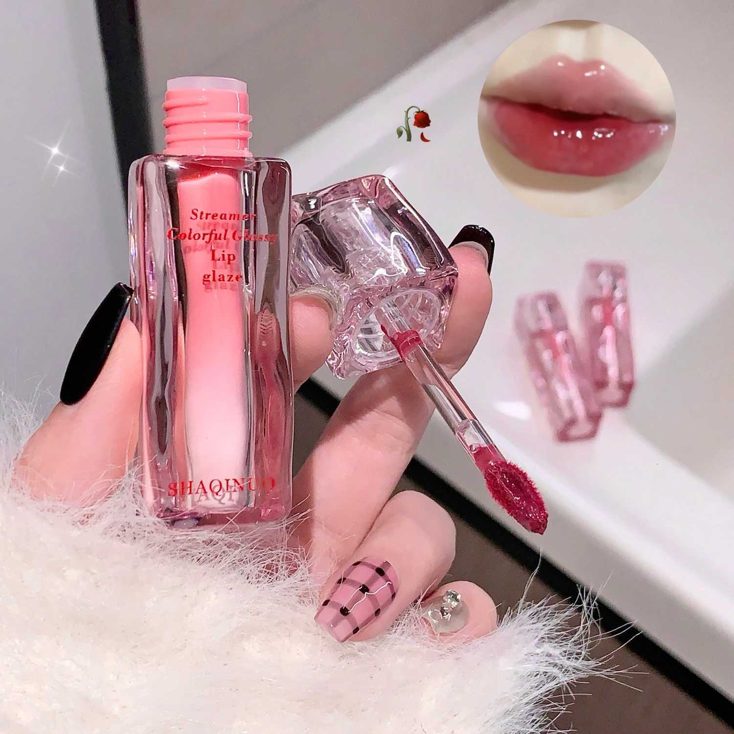 Water Gloss Mirror Lip Glaze Moisturizing Plump Lips Tinted Not Easy To Stick To The Cup Red Lipstick Liquid Long-Lasting Makeup G250728