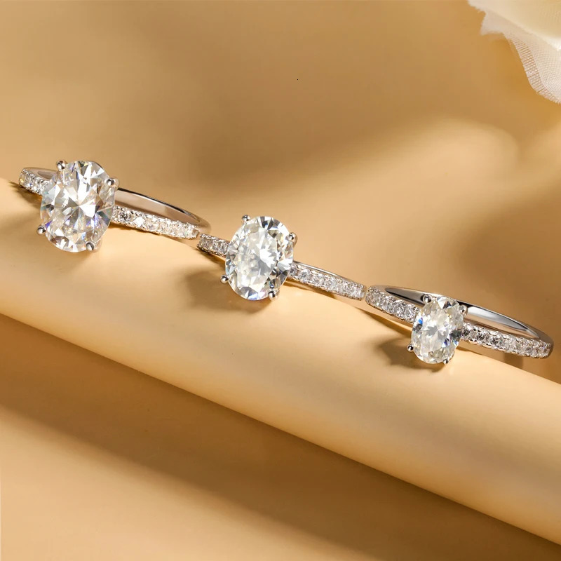 NKHOG 1ct 2ct 3ct Oval Ring Women 925 Sterling Silver D Color VVS Pass Diamond Test Wedding Band No Fade Rings GRA 250722