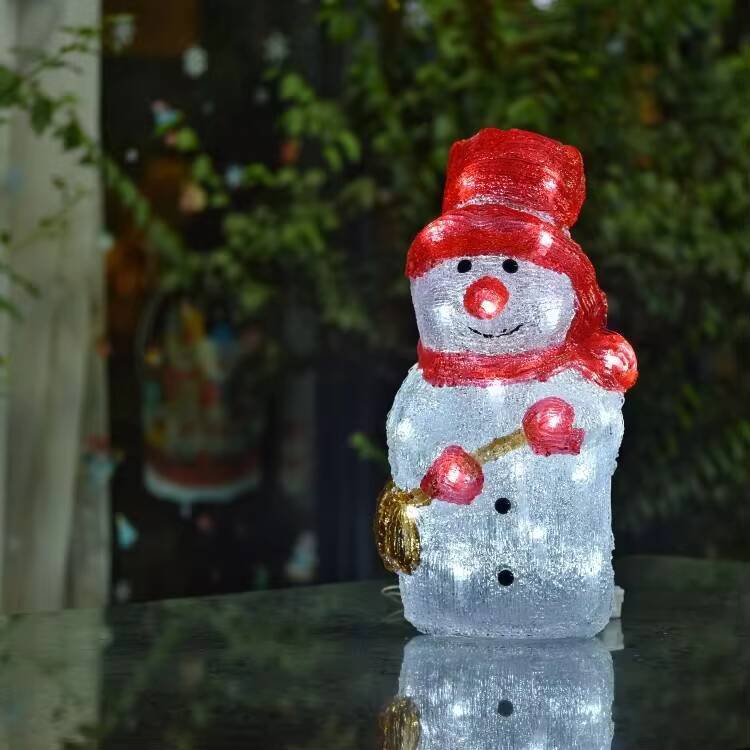 Cute New Arrivals 3d Small Acrylic Christmas Festivals Home Decoration Snowman Kids Gift Sculpture Set Night Light