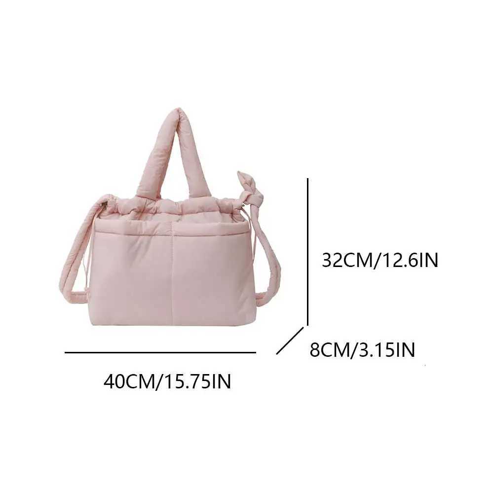 2024 Puffer Tote Bag Casual Tote Handbag Large Capacity Soft Commuting Bag Adjustable Strap Padded Shoulder Purse Chic Hobo Bag Y250730