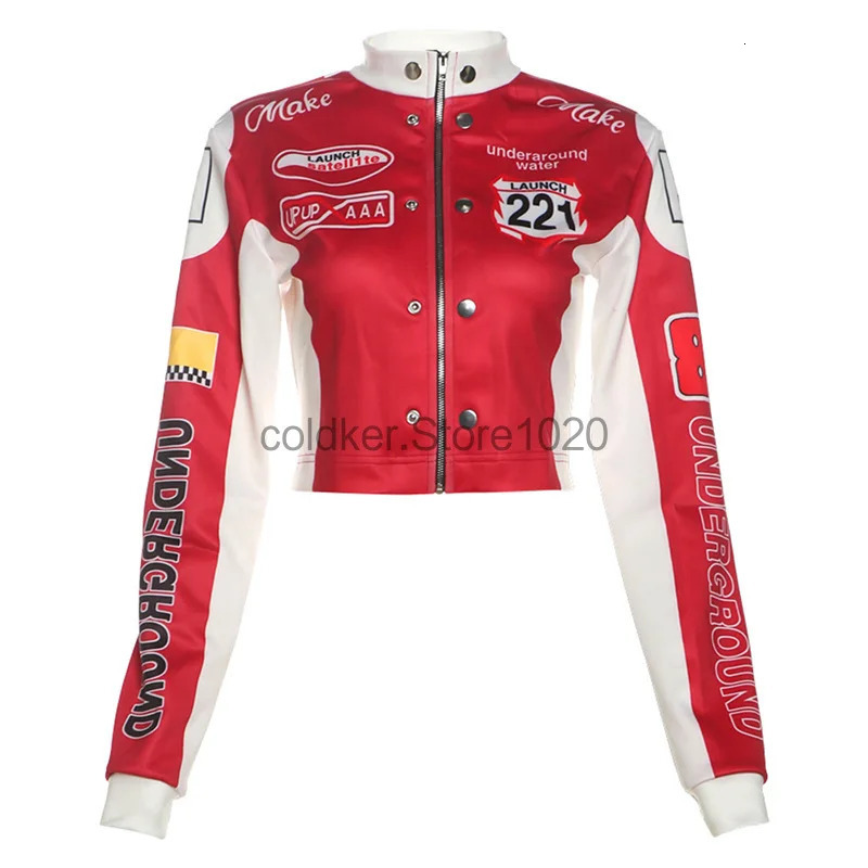 Women Fashion Hipster Pu Leather Jacket Y2K Letter Printed Motorcycle Jackets Spring Autumn SingleBreasted Casual Coat 250730