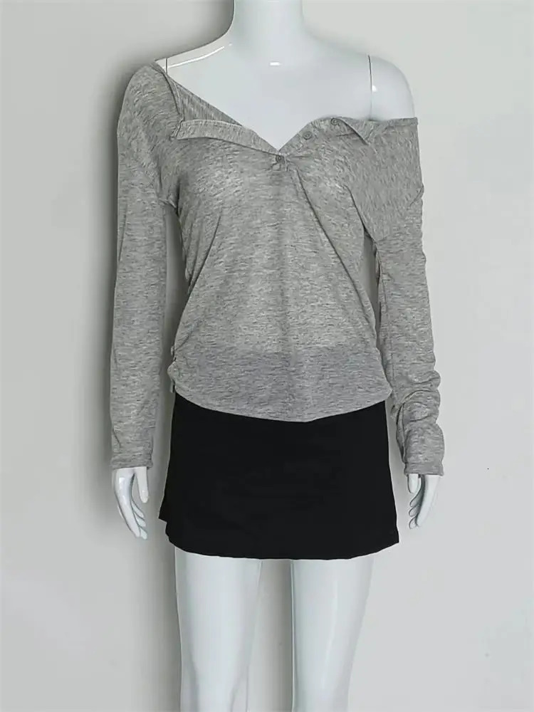 Girls Solid Casual Long Sleeve Tshirt Womens Smock Tops Sexy Thin Transparent Tee Shirts Korean Loose Streetwear 250729