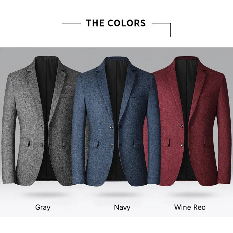 BROWON Business Casual Jackets for Men Spring and Autumn Solid Color TurnDown Collar Suits Blazer Wedding 250730