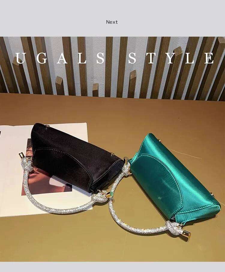 Fashion Women's Handbag Satin Square Glitter Shiny Dia Handle Evening Wedding Party Clutch Purse Shoulder Bag