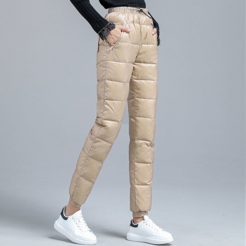 Women s Pants High Waist Cotton Padded Puff Winter Warm Black Casual Trousers 2023 Fall Harajuku Fairy Grunge Clothes 231114