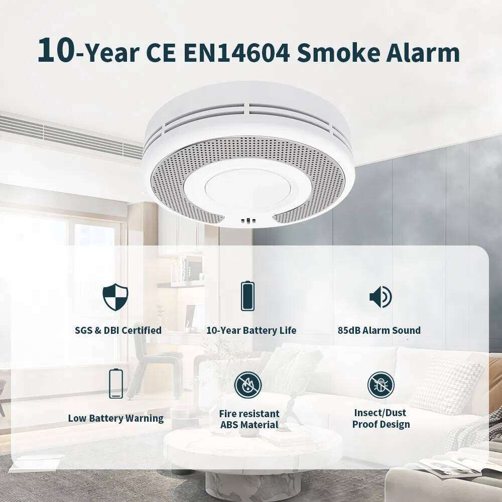 Standalone Smoke Alarm V-Come Interlinked Alarm with Sealed 10-Year Battery, Wireless Interconnected Detector, CE En VS03