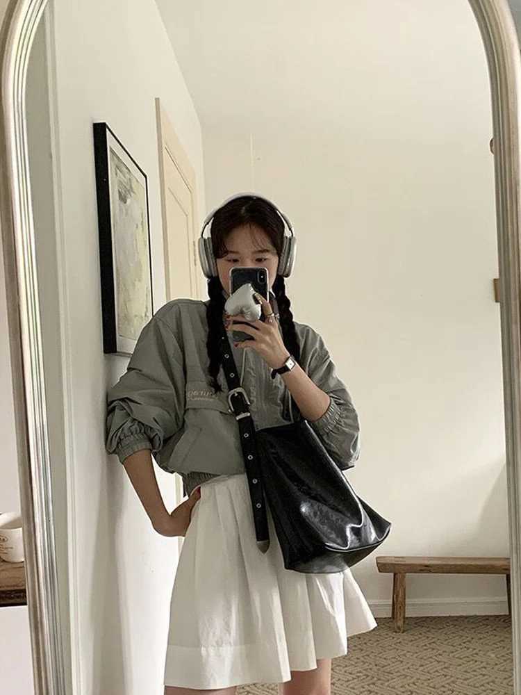 Trendy Large Capacity Casual Womens Bag Li Cha 2025 Korean Style Crossbody Oil Wax Leather Single Shoulder Tote Bag Y250730