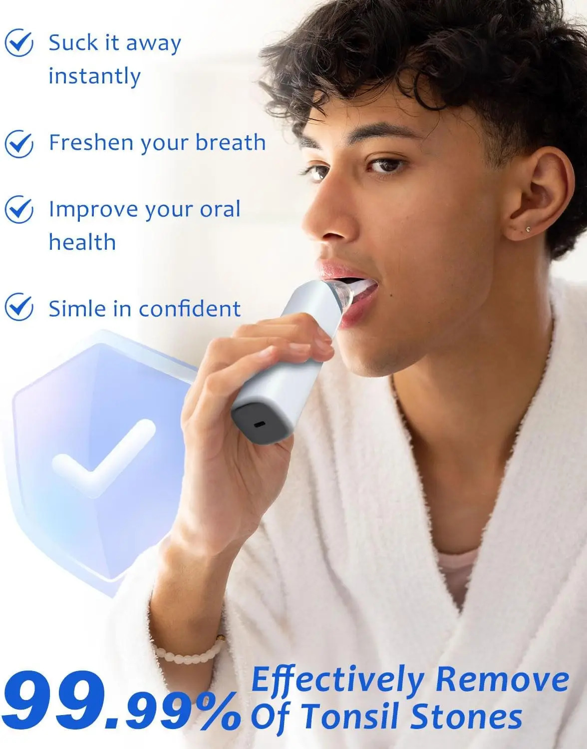 Electronic Vacuum Tonsil Stone r Kit with LED light 8 Suction Modes Bad Breath Oral Fresh Care Tongue Coating Scraper 250726