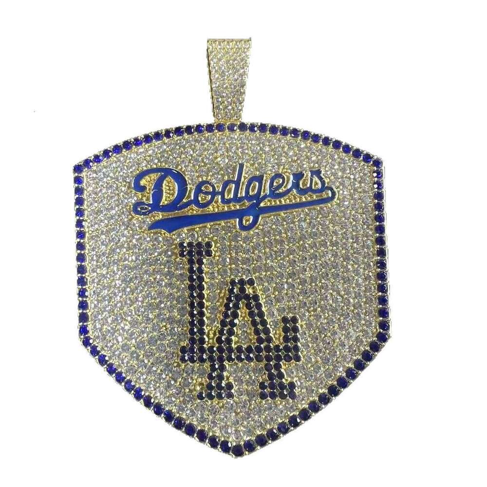 Full Dia Multi-color English Letter Pendant Fashionable Personalized Alloy Cuban Chain Baseball Team Creative Necklace