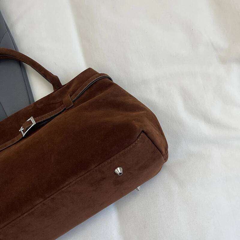 Faux Suede Top-handle Bags For Women 2024 Winter Latest Designer Handbags Pure Color Big Capacity Shopper Tote Female