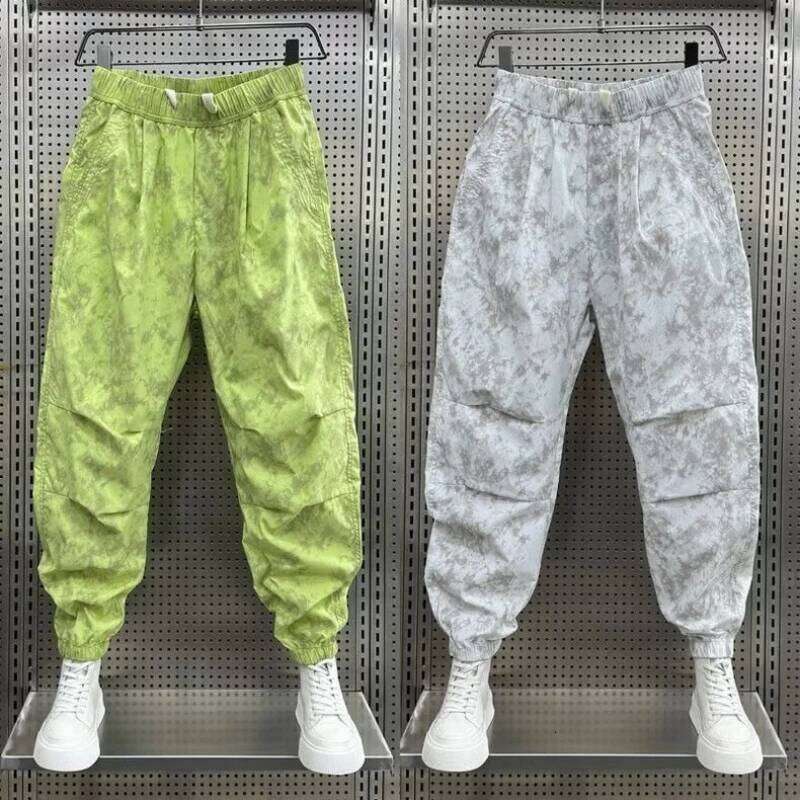 Trendy brand fashion Spring and Autumn Men's Elastic waist Printing pocket Drawstring Chinese style Versatile Loose Haren pants