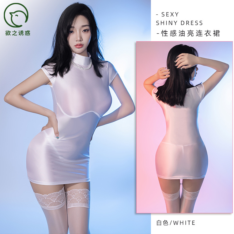 Satin Shiny Elegant Party Mini Dresses Women's Skinny Allure Wrap Hip Pencil Dress Sexy Bodycon Short Sleeve Club Outifts Dress