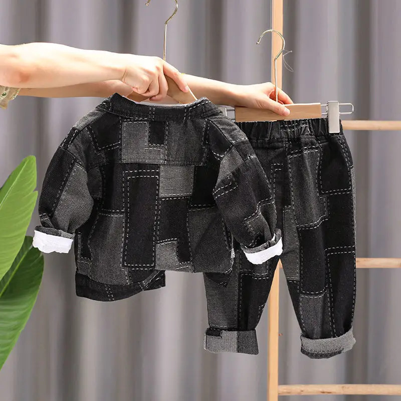 2-10 Yrs Baby Girl Boys Denim Jeans Set Spring Autumn Childrens Fashion CoatJeans Boy Kid Casual Loose Two Piece Set 250729